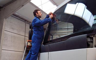Man changing glass
